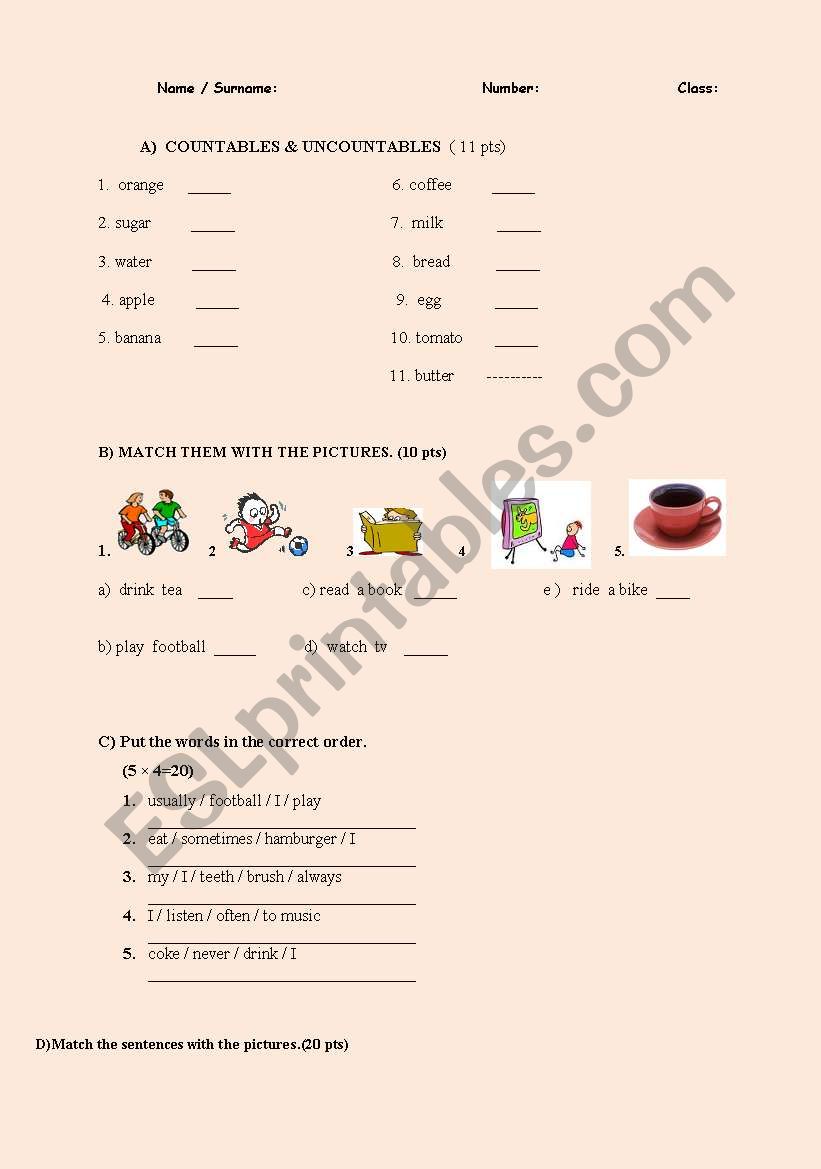 Uncountable/Countable and PRESENT TENSE