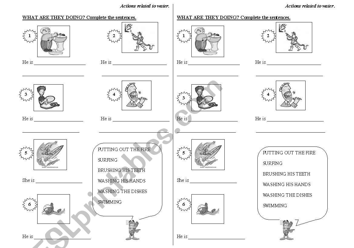 Actions (related to water) - Present Continuous