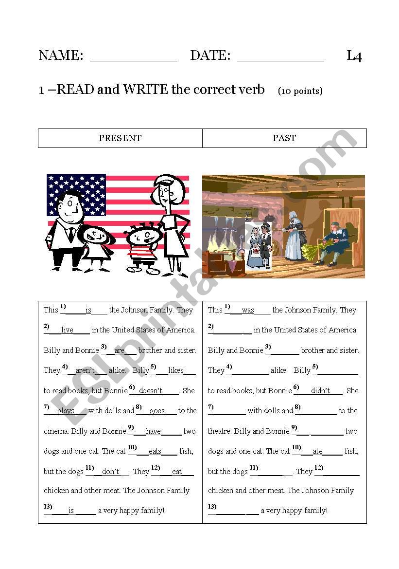 CHILDRENS LEVEL 4 TEST worksheet