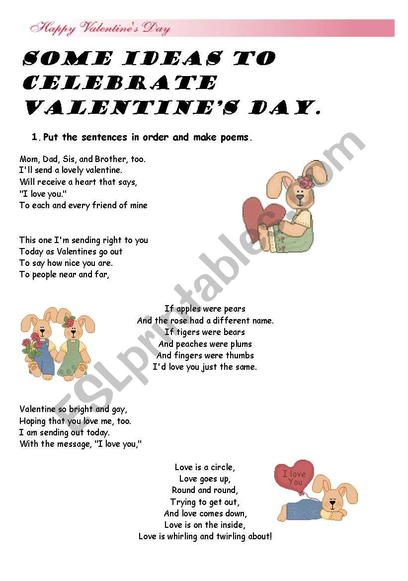 Valentine Day Ideas worksheet