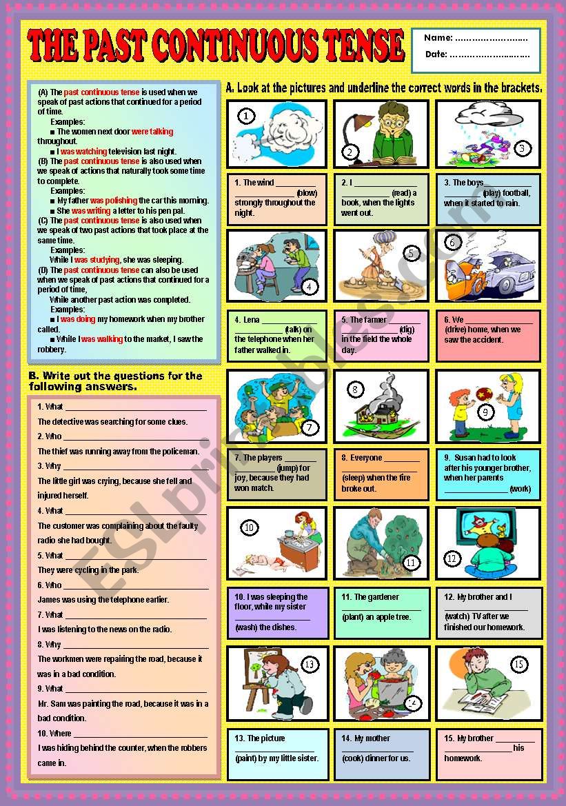 The Past Continuous Tense + KEY