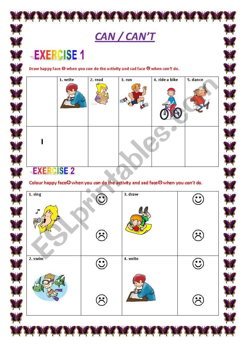  I CAN/ I CANÂ´T ability  worksheet