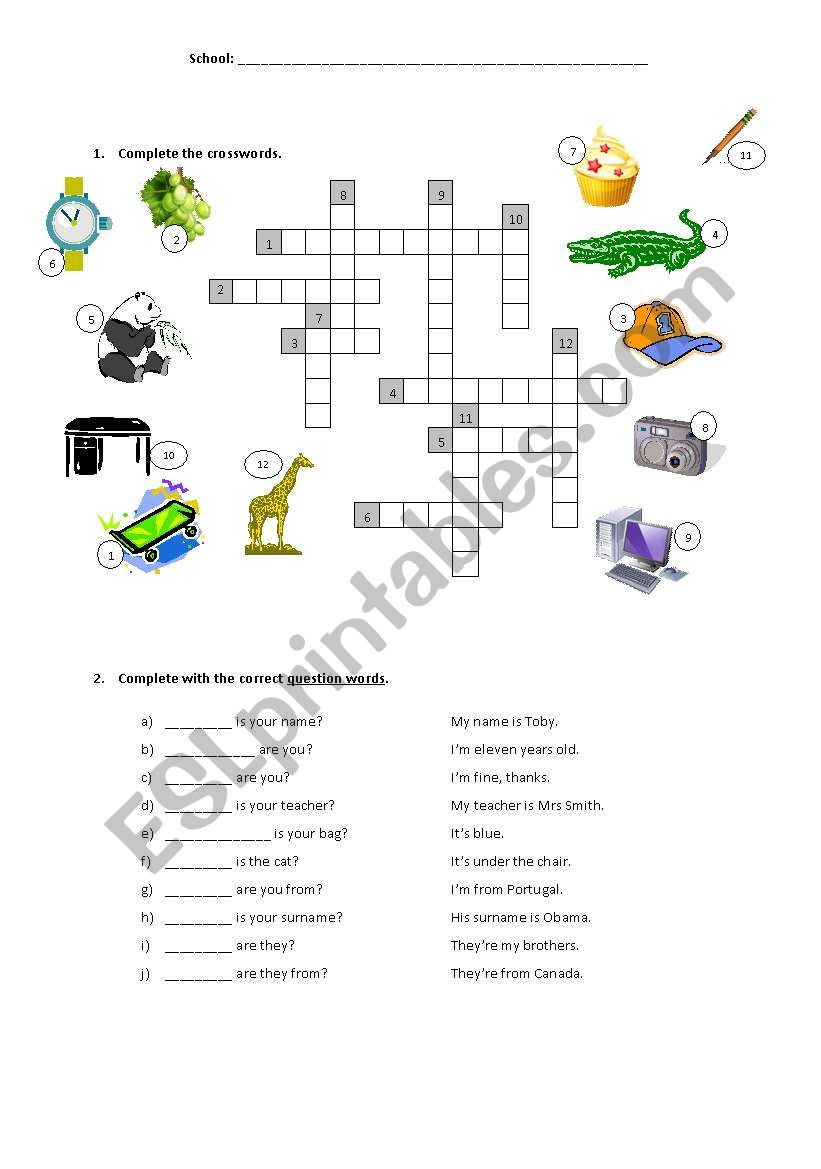 Revision exercises worksheet