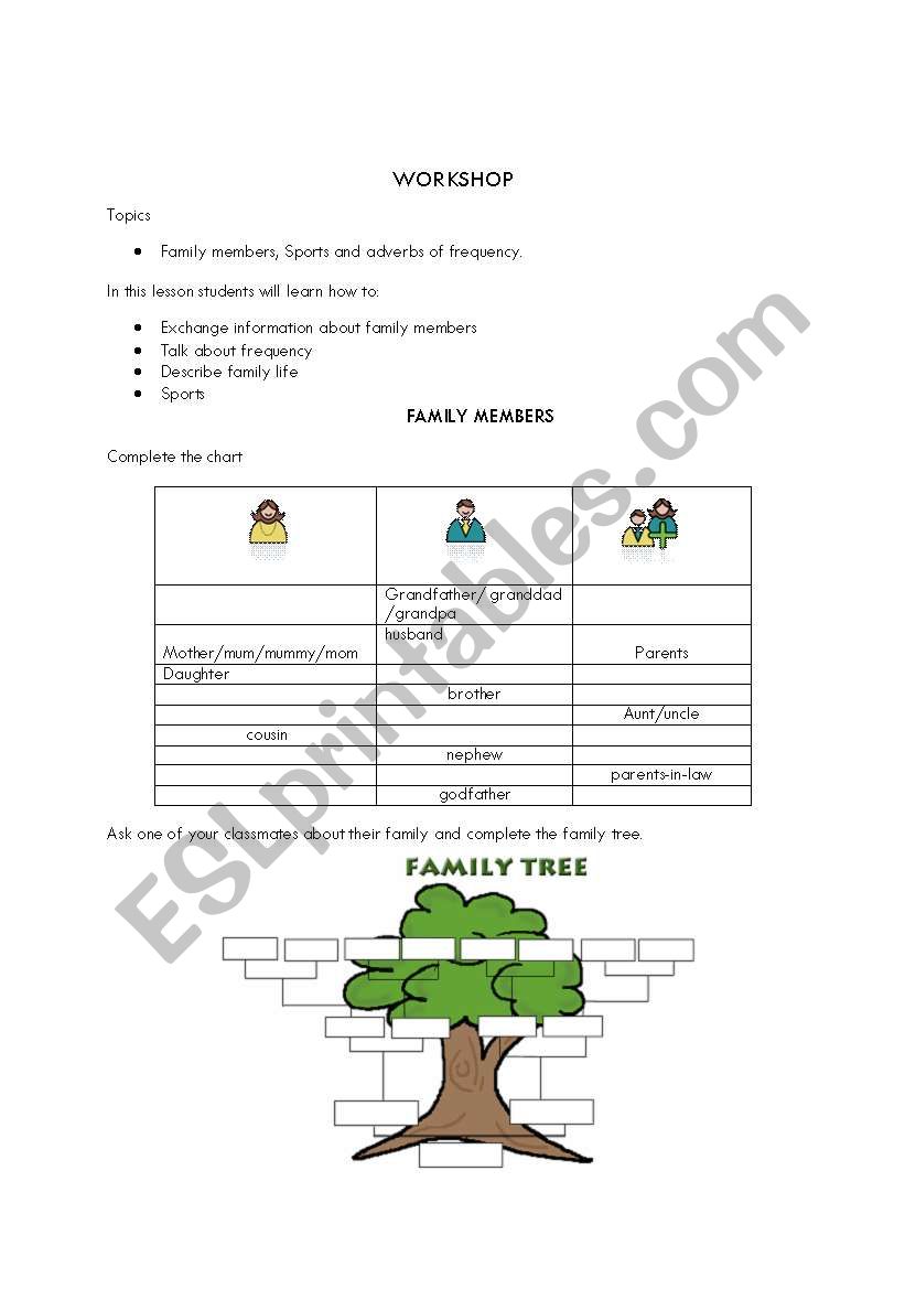 Family workshop worksheet
