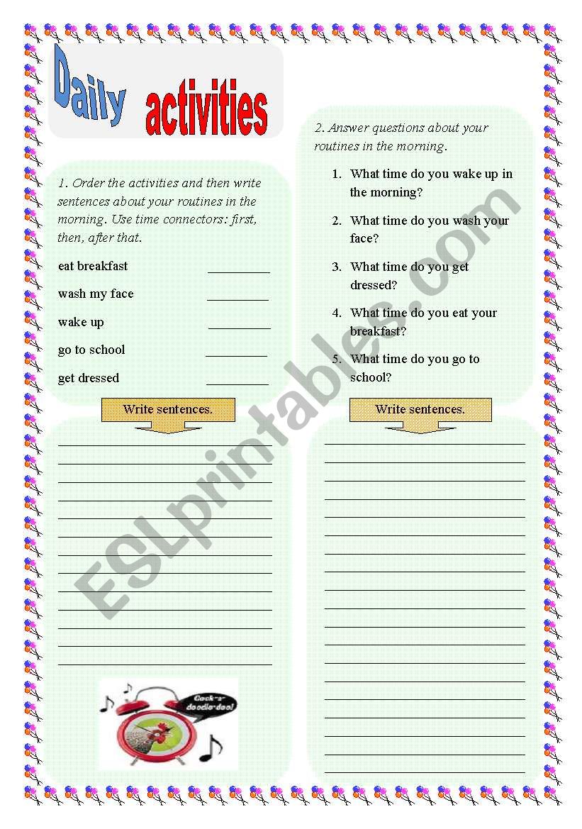 Morning routines worksheet