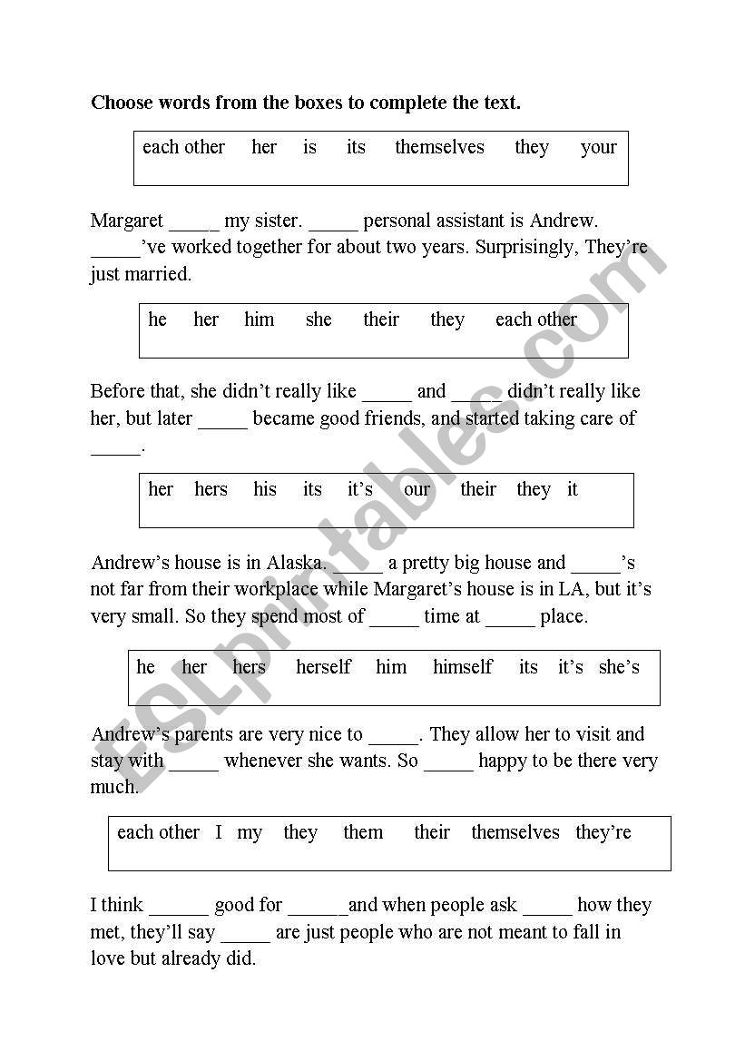 Margaret and Andrew worksheet