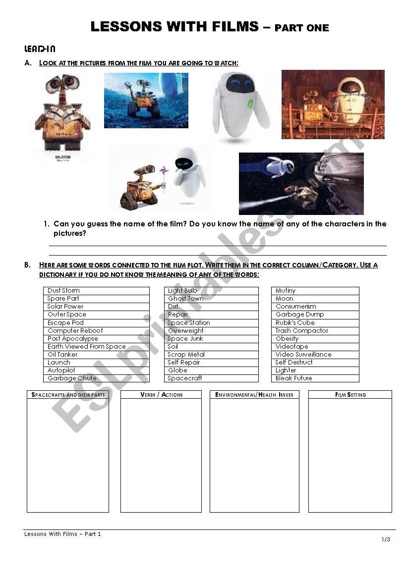 Lessons with Films - Â´Wall-EÂ´ - Part one of two