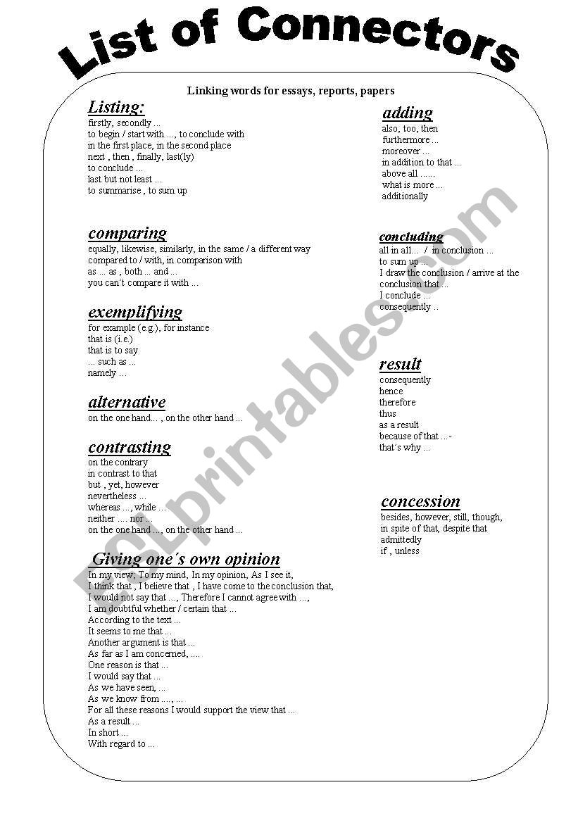worksheets-on-connectors-in-english-grammar