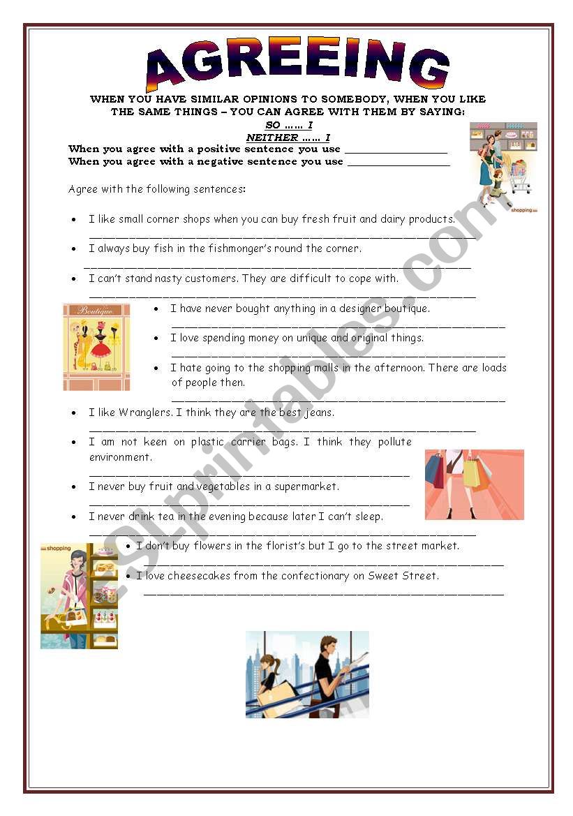 Agreeing worksheet