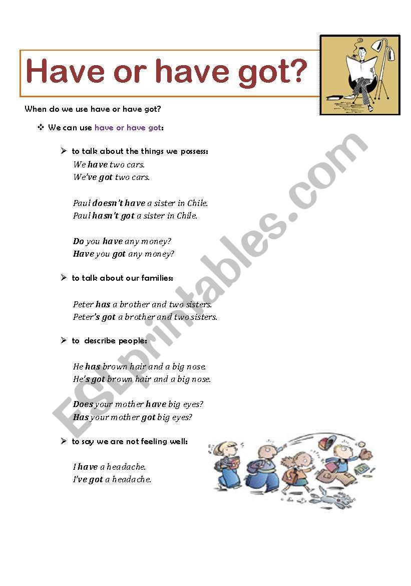 Have or have got? worksheet