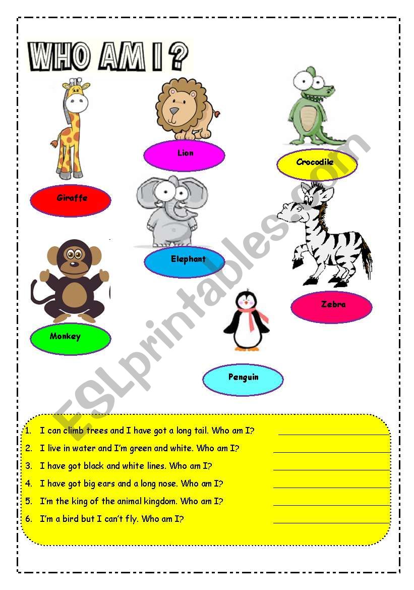 Who am I ? worksheet