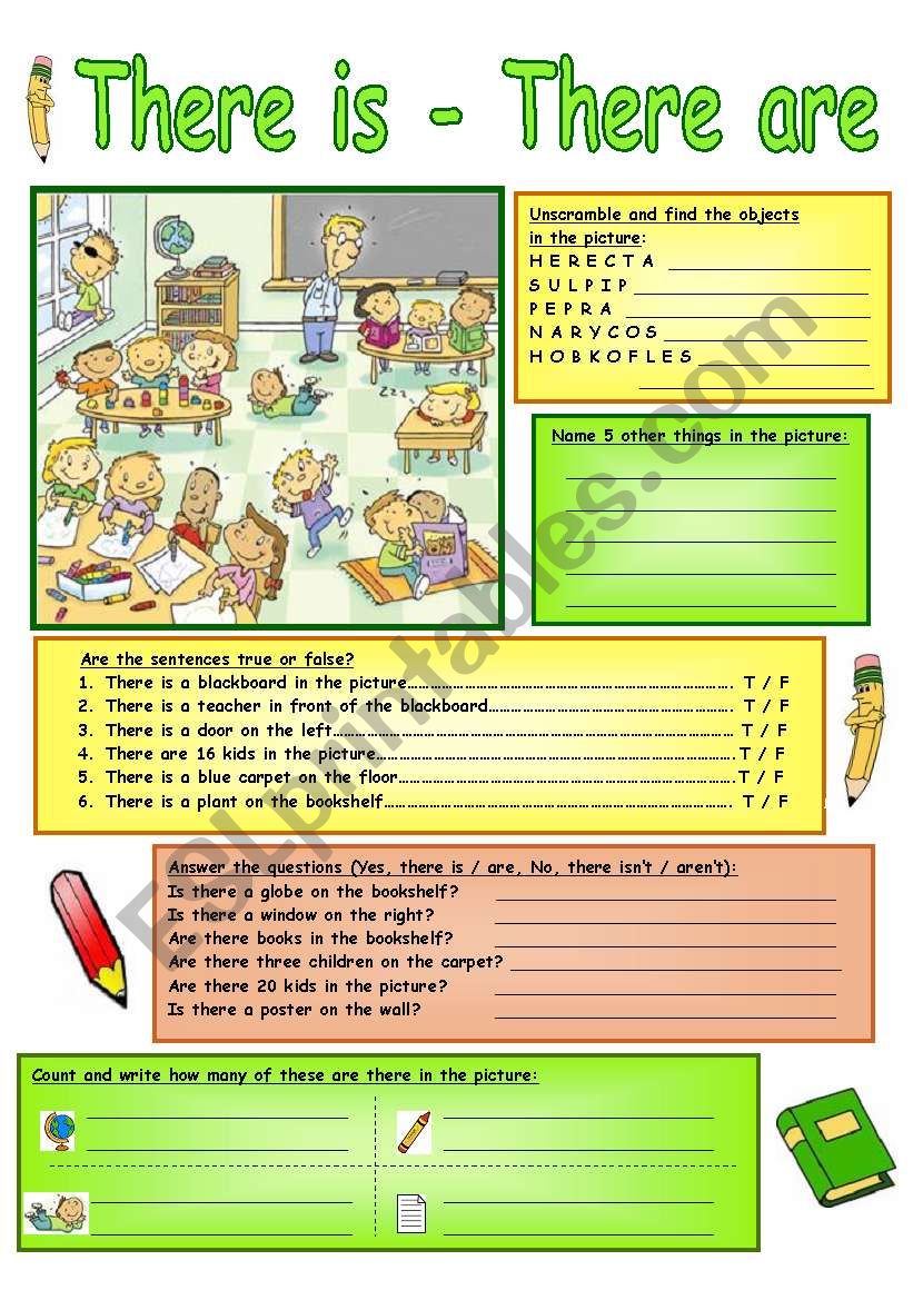There Is - There Are - ESL worksheet by mish.cz With There Is There Are Worksheet