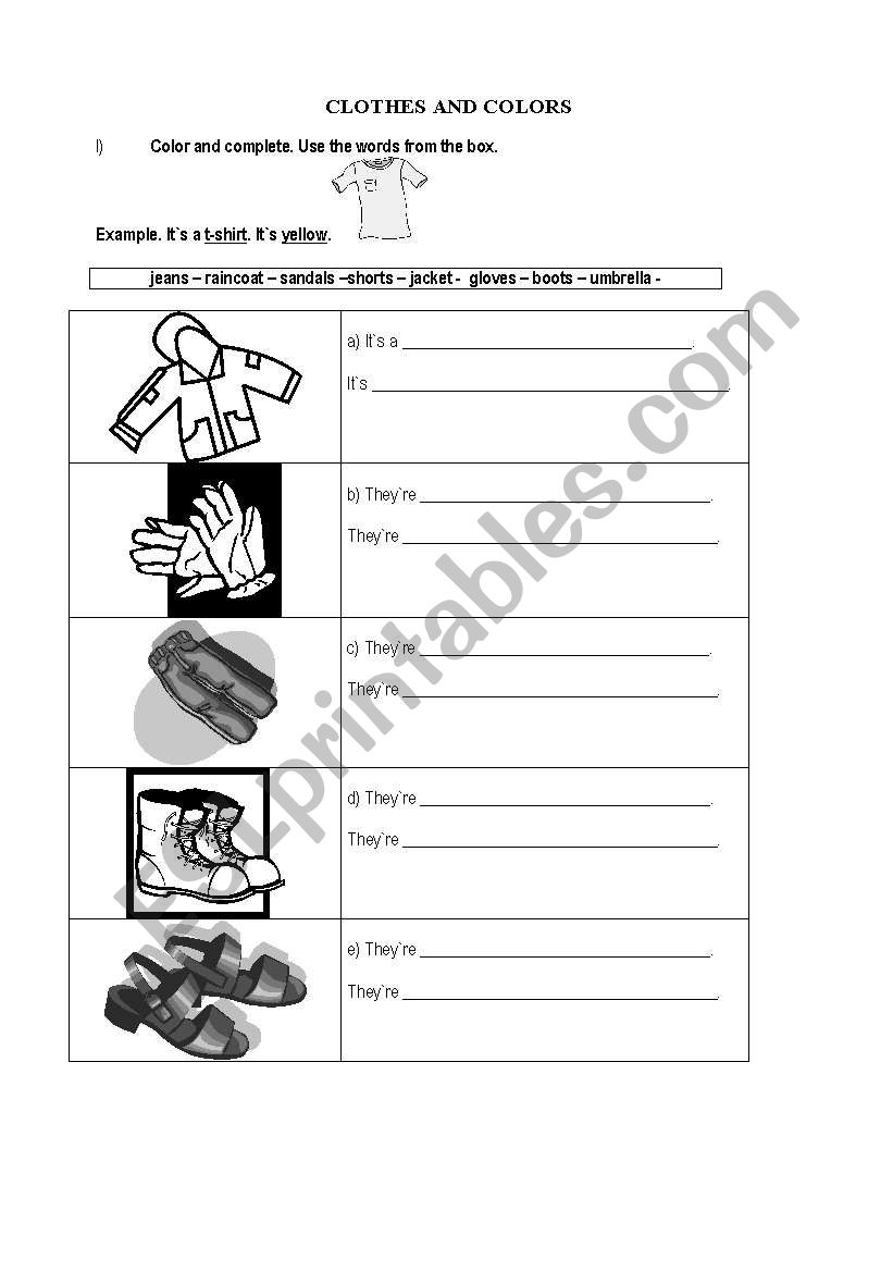 Clothes and Colors worksheet