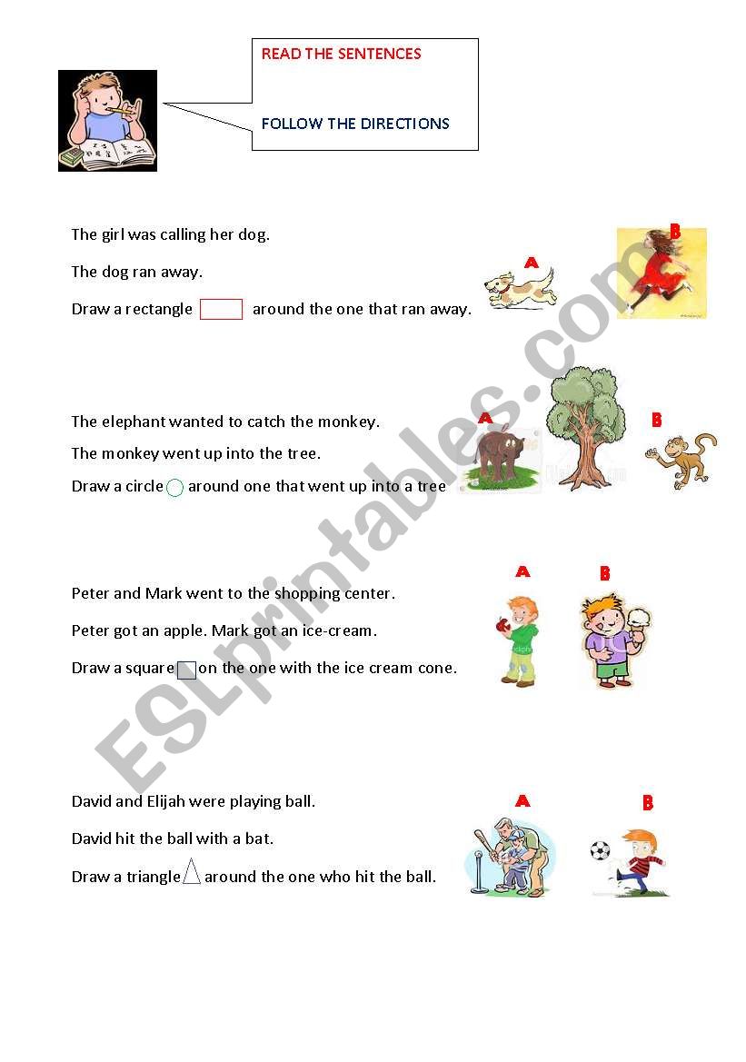 Following directions worksheet