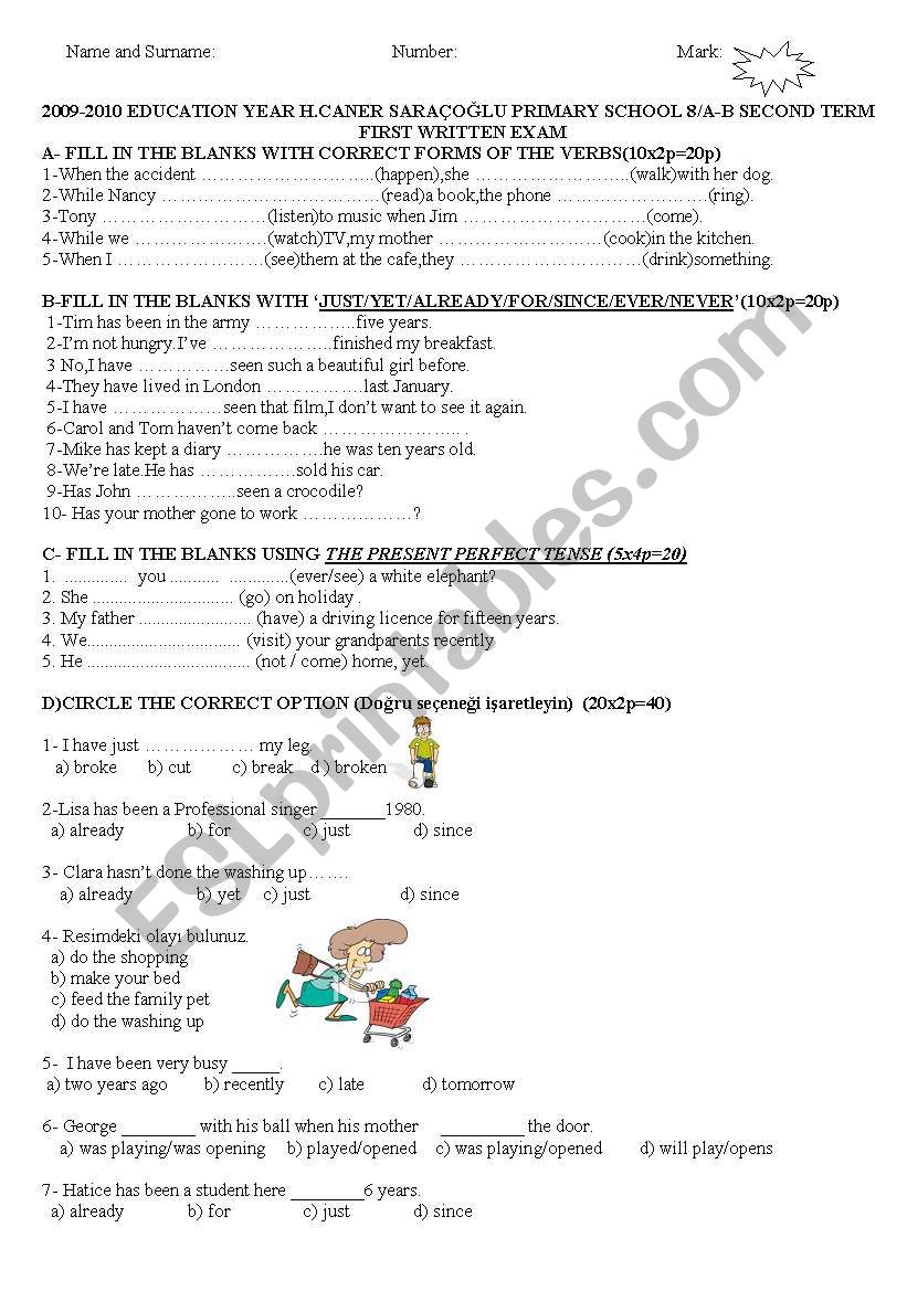 8.SINIF 2.DONEM YAZILI worksheet