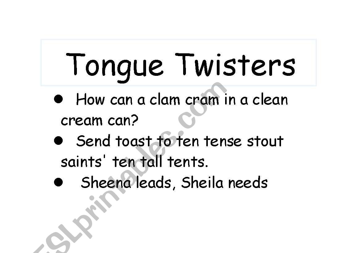 tongue twisters worksheet