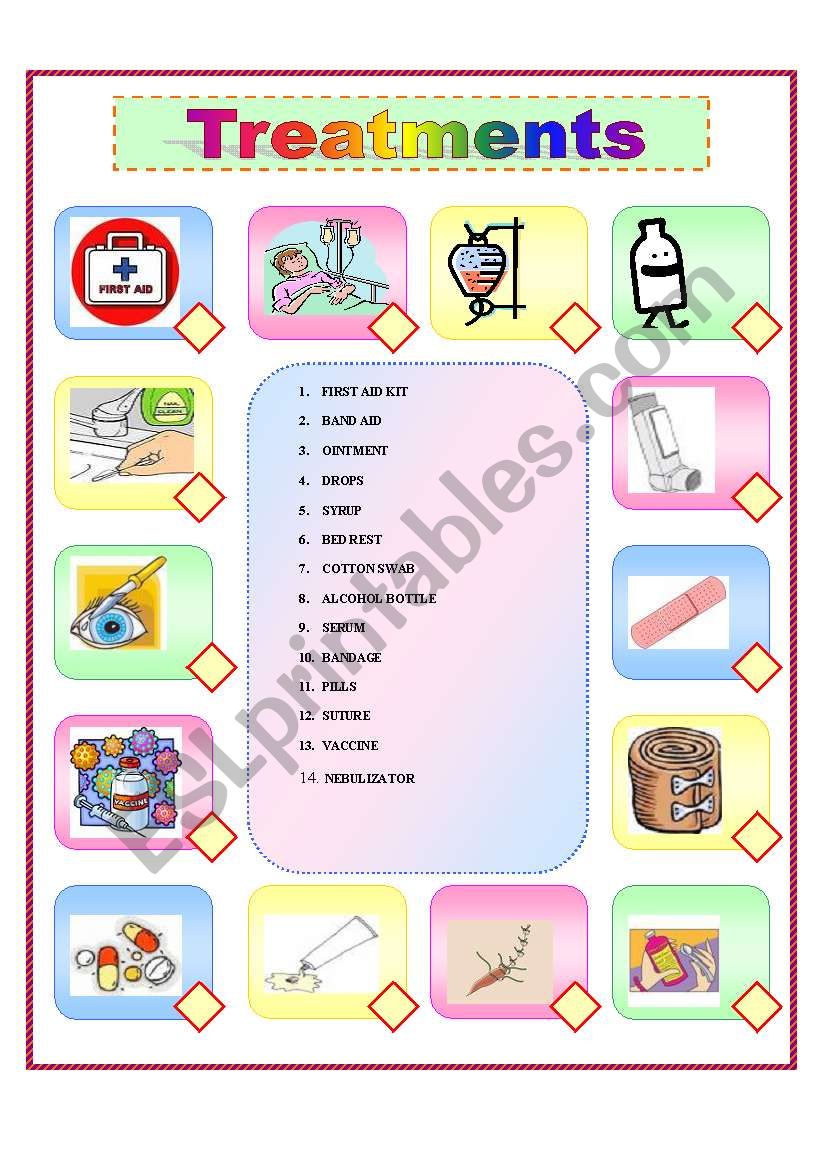 TREATMENTS MATCH worksheet