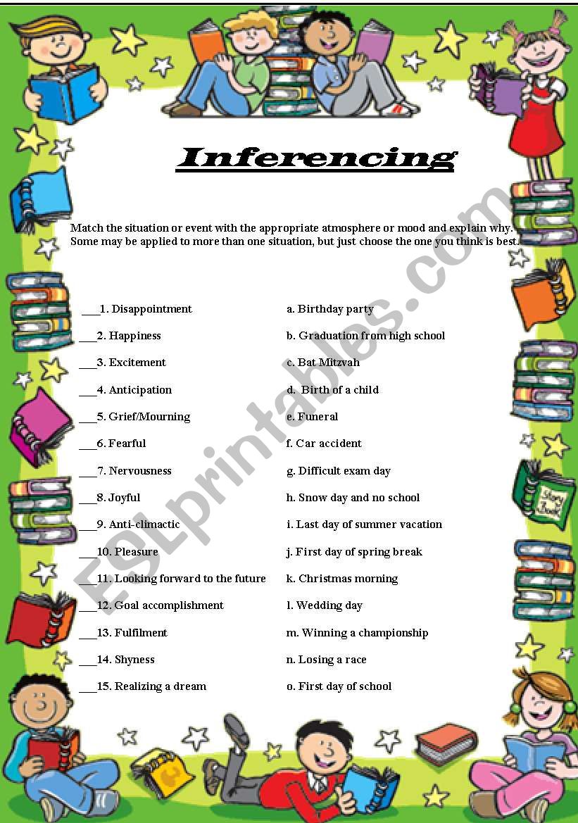 Inferencing Atmosphere worksheet