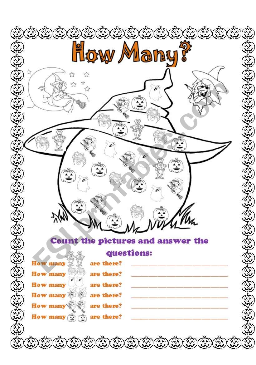 Halloween - How many worksheet