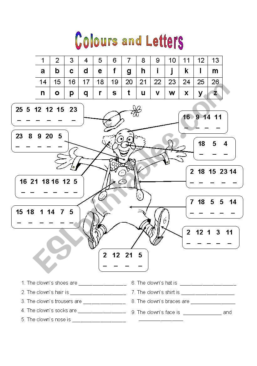 HAPPY CLOWN worksheet