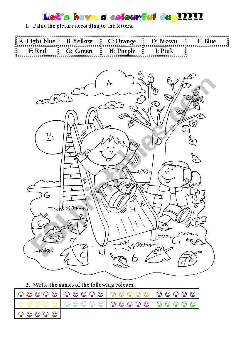 LetÂ´s have a colourful day! worksheet