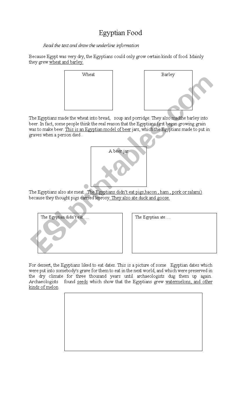 Food Ancient Egypt  worksheet