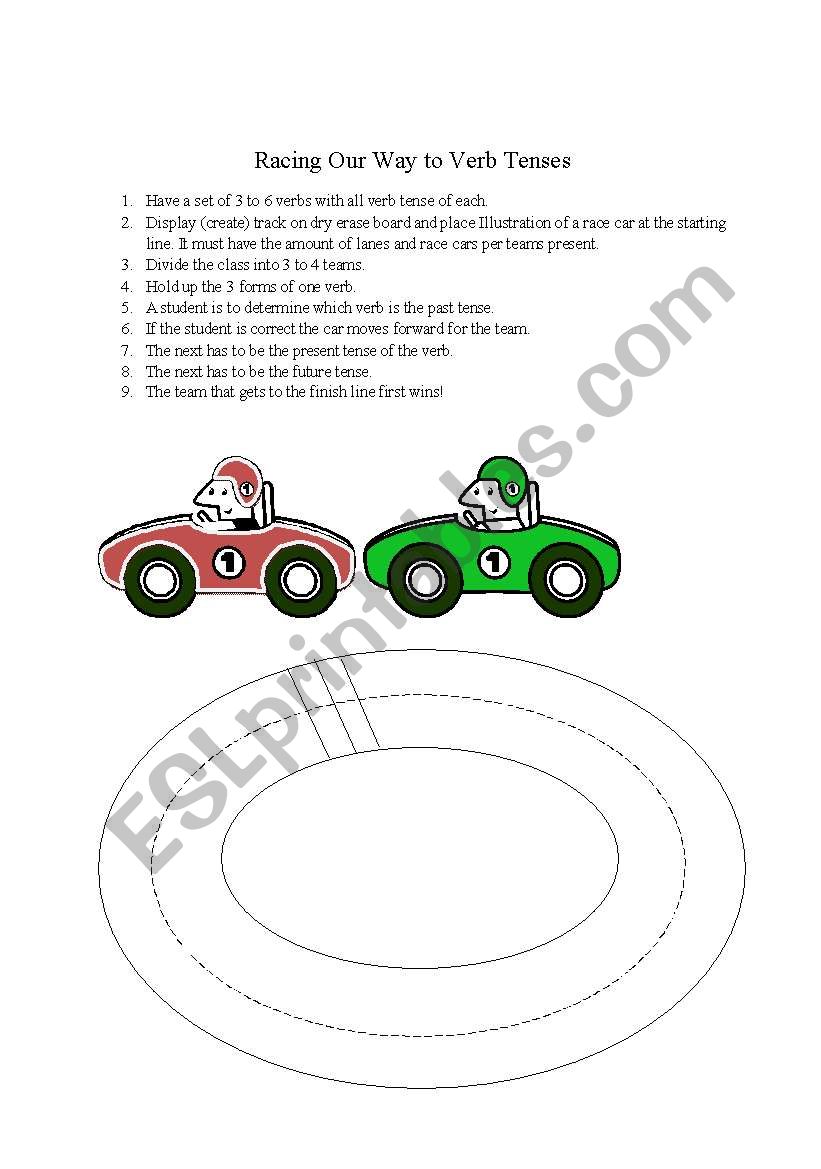 Racing to Verb Tenses worksheet