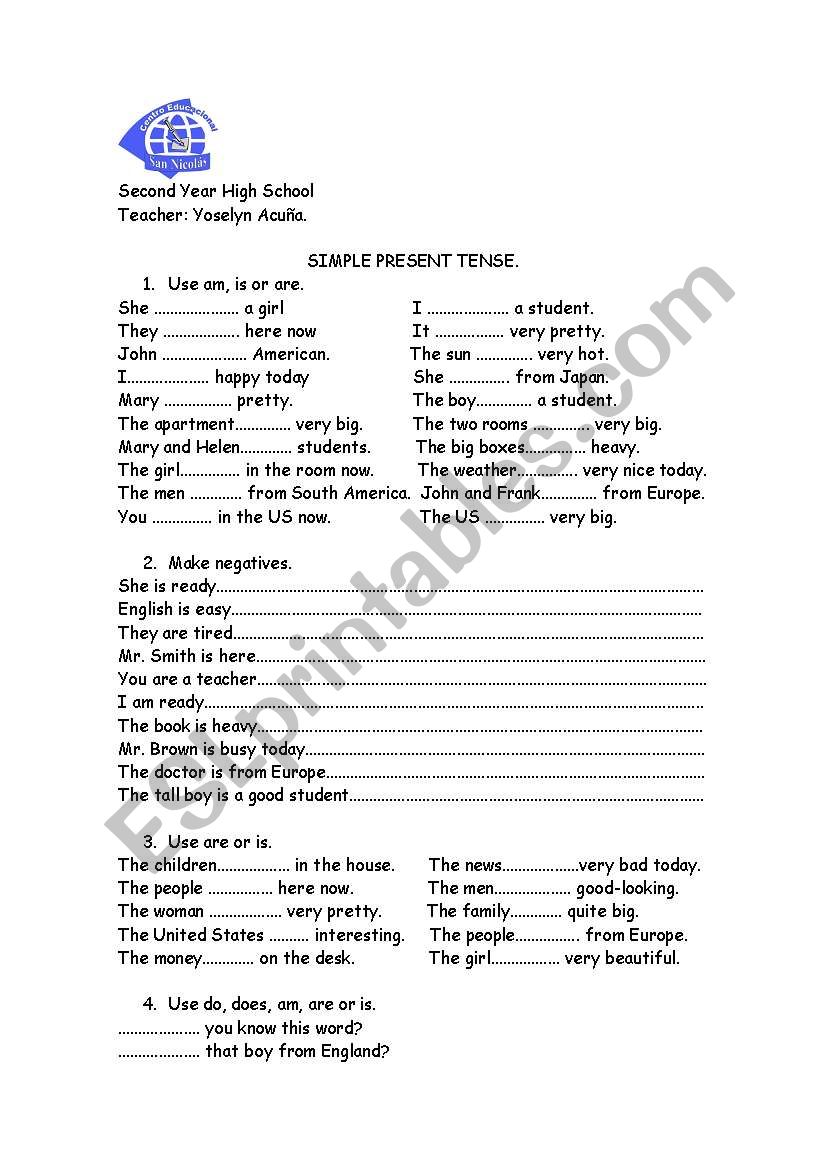 simple present exercises worksheet