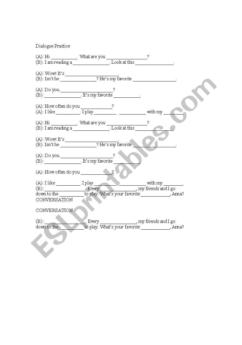 Dialogue Practice worksheet