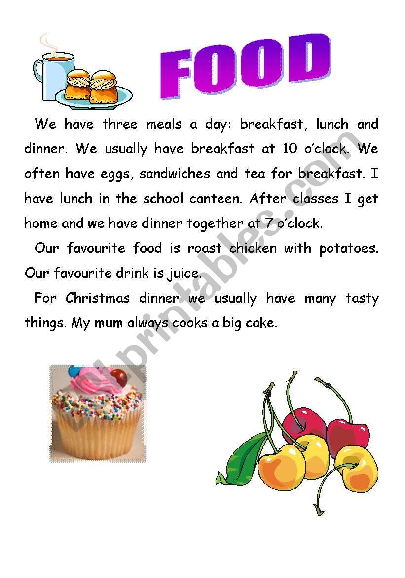 Meals - ESL worksheet by Shileeva