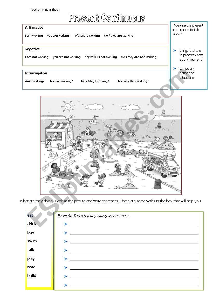 PRESENT PROGRESSIVE worksheet