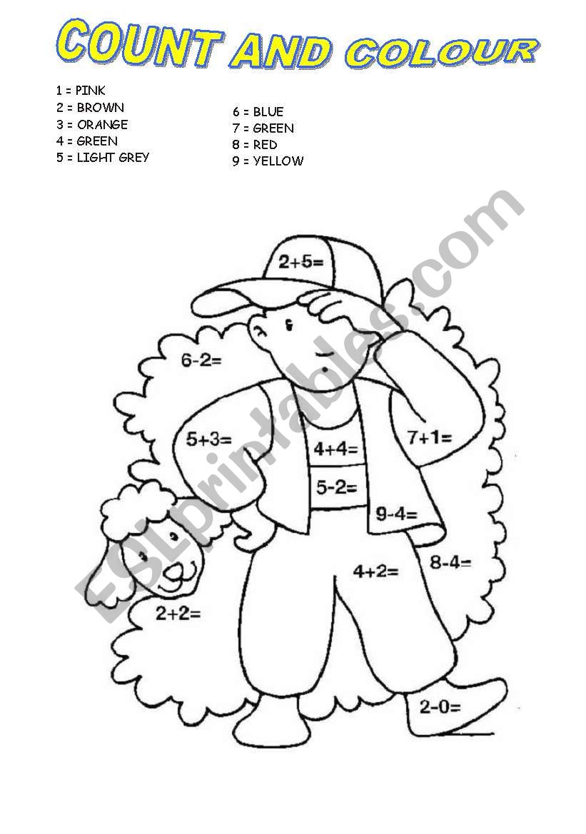 COUNT AND COLOUR worksheet