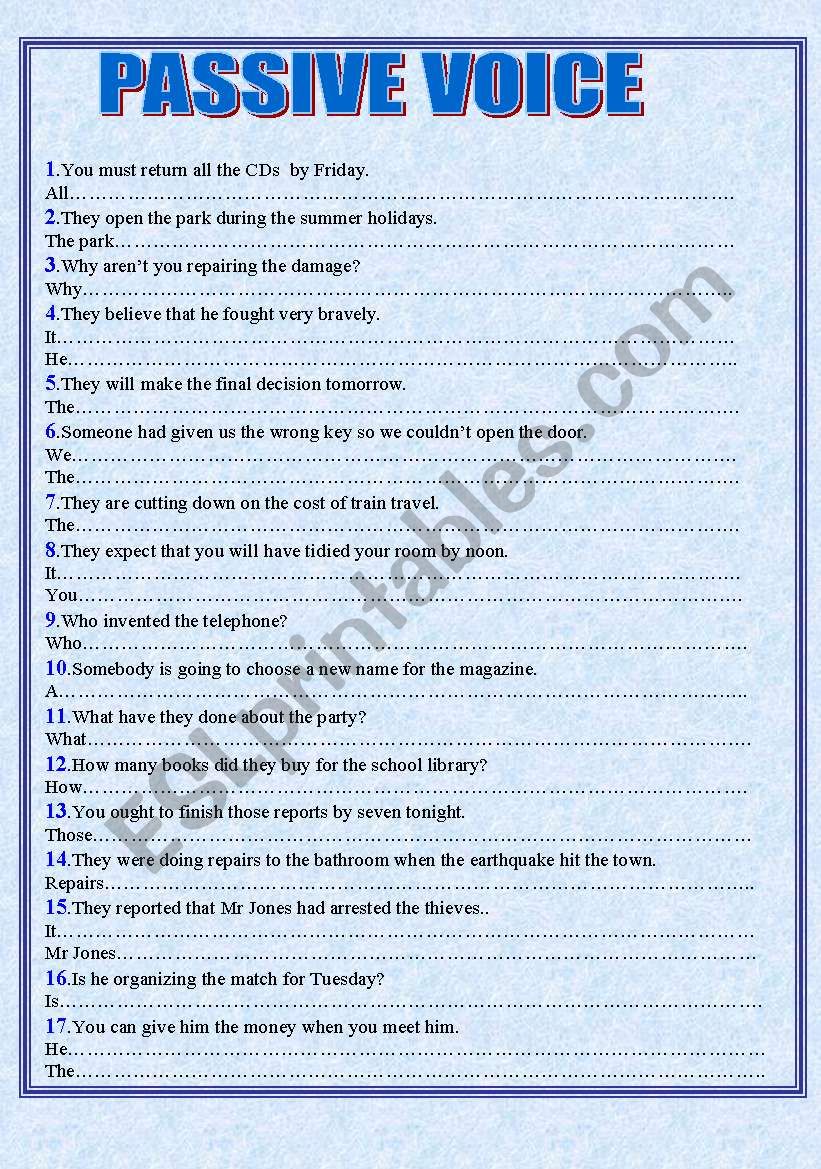 Passive Voice worksheet