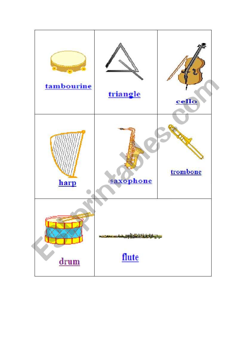 musical instruments worksheet