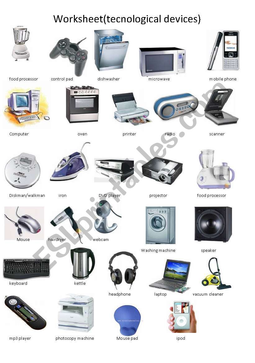 TECHNOLOGICAL DEVICES worksheet