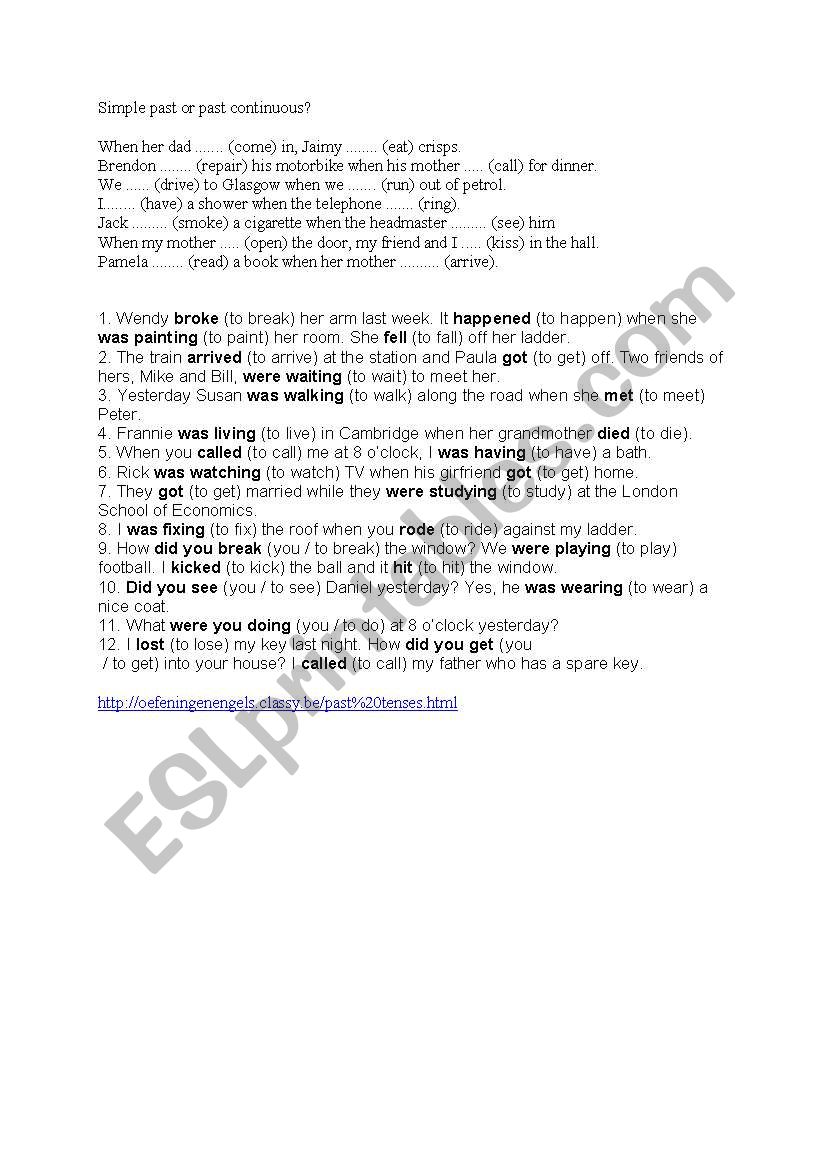 Choose the correct tense worksheet