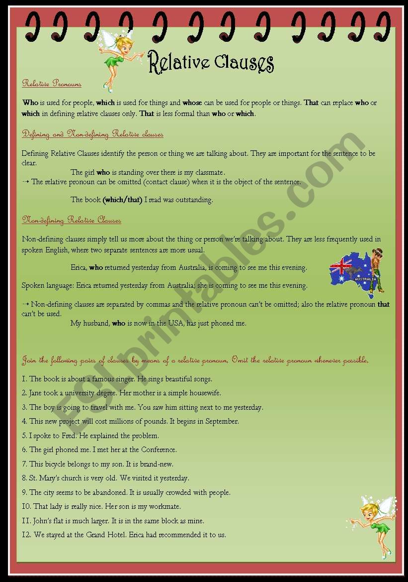 Relative Clauses worksheet