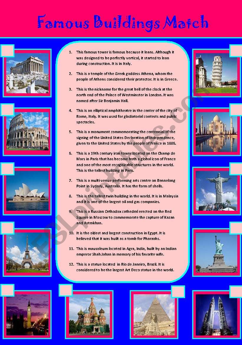 Famous Buildings worksheet