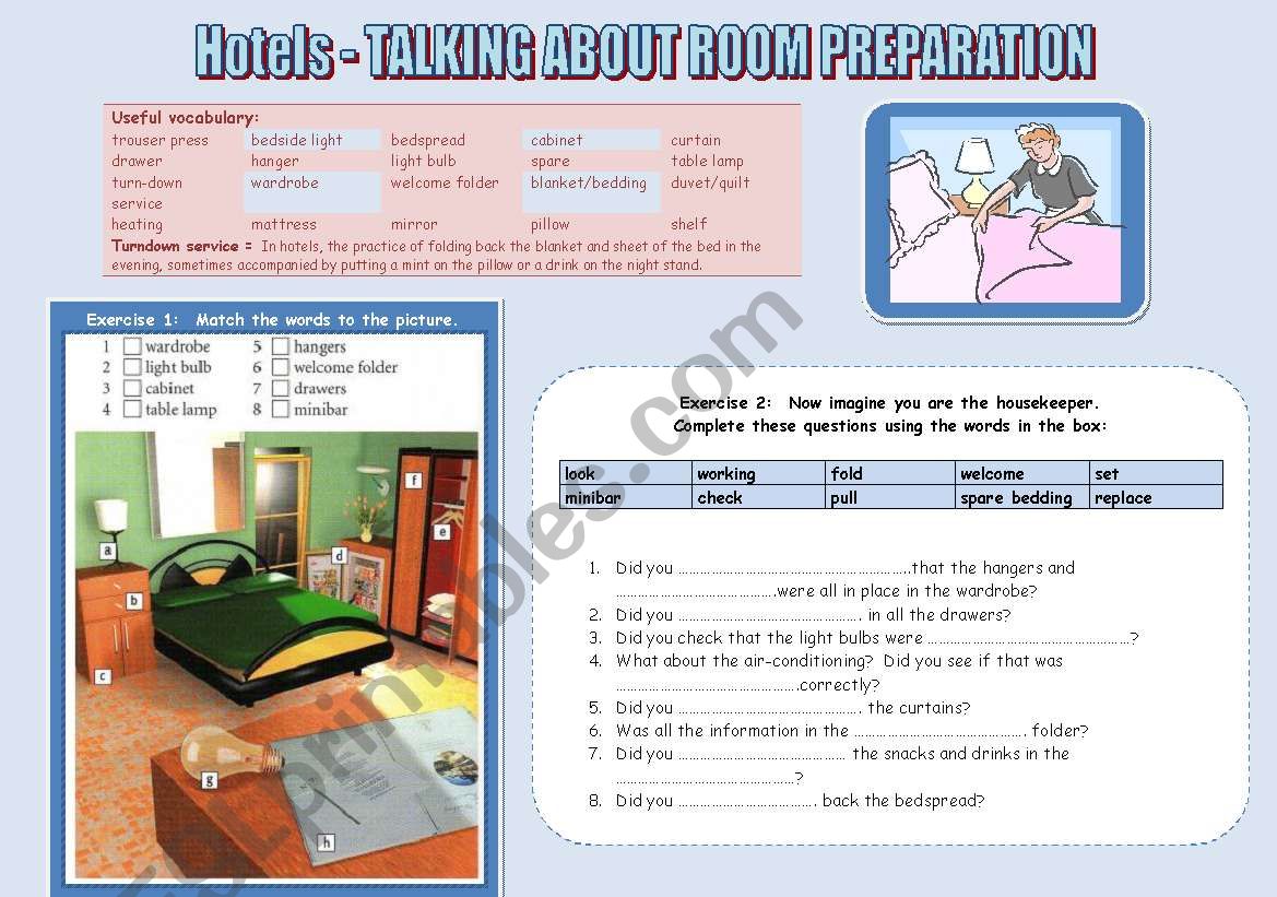 Hotels - talking about room preparation