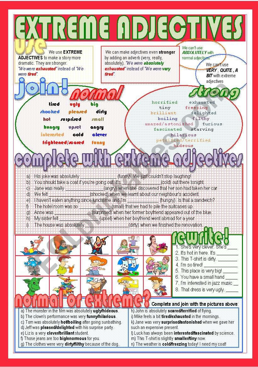 Extreme adjectives worksheet