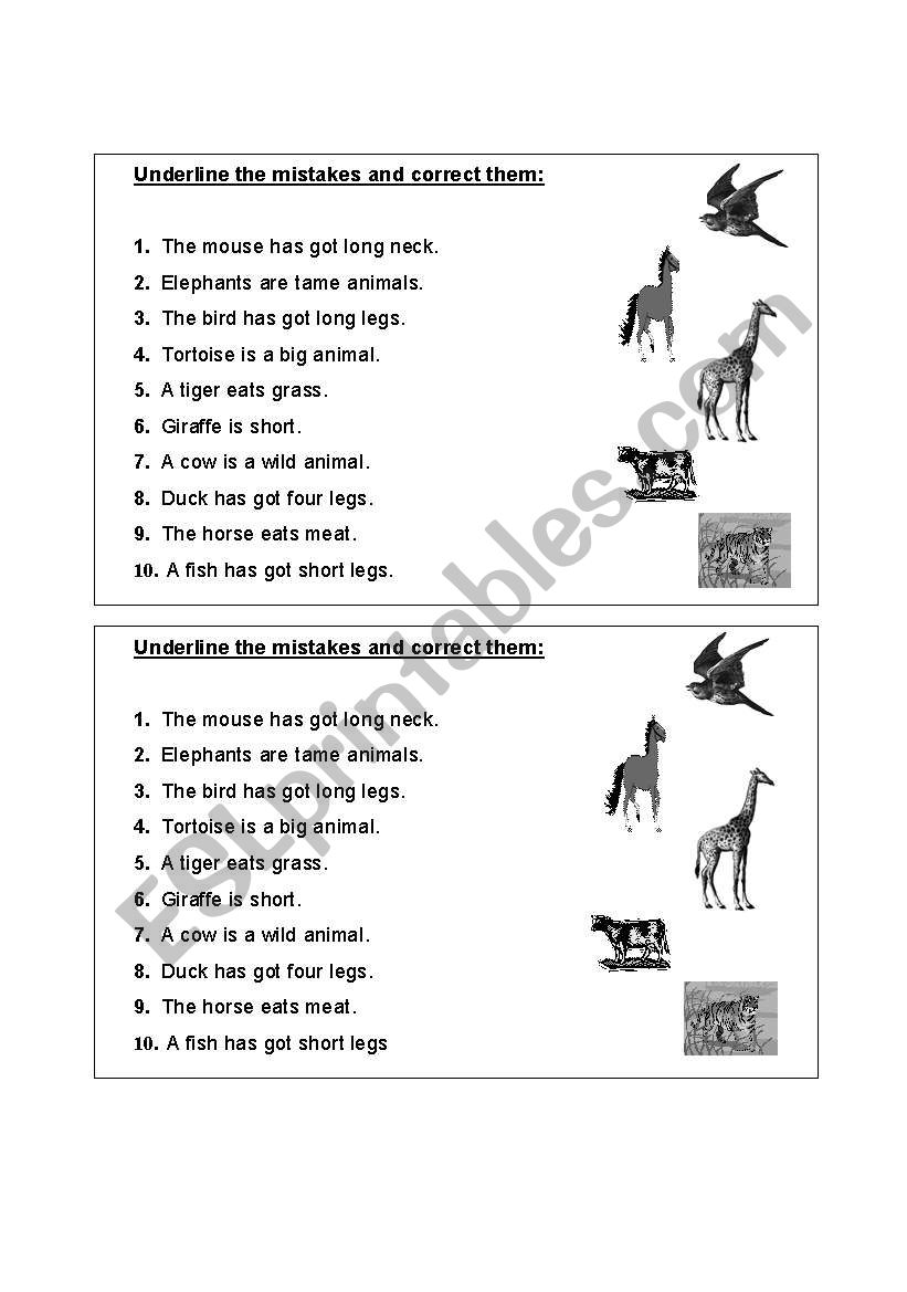 correct the mistakes worksheet