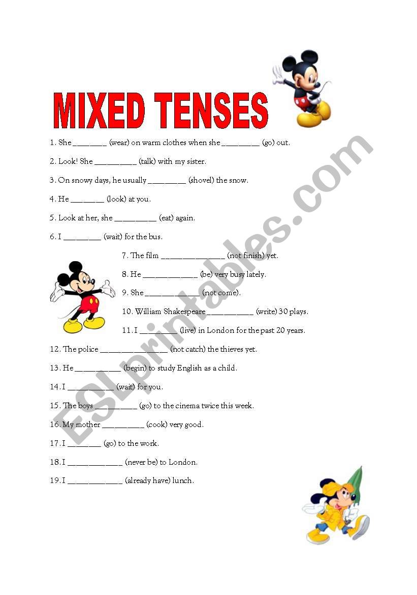 MIXED TENSES worksheet