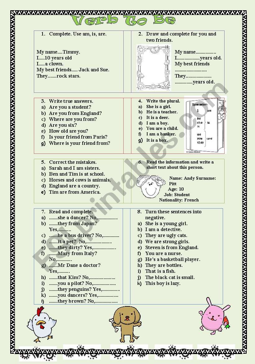 Verb TO BE worksheet