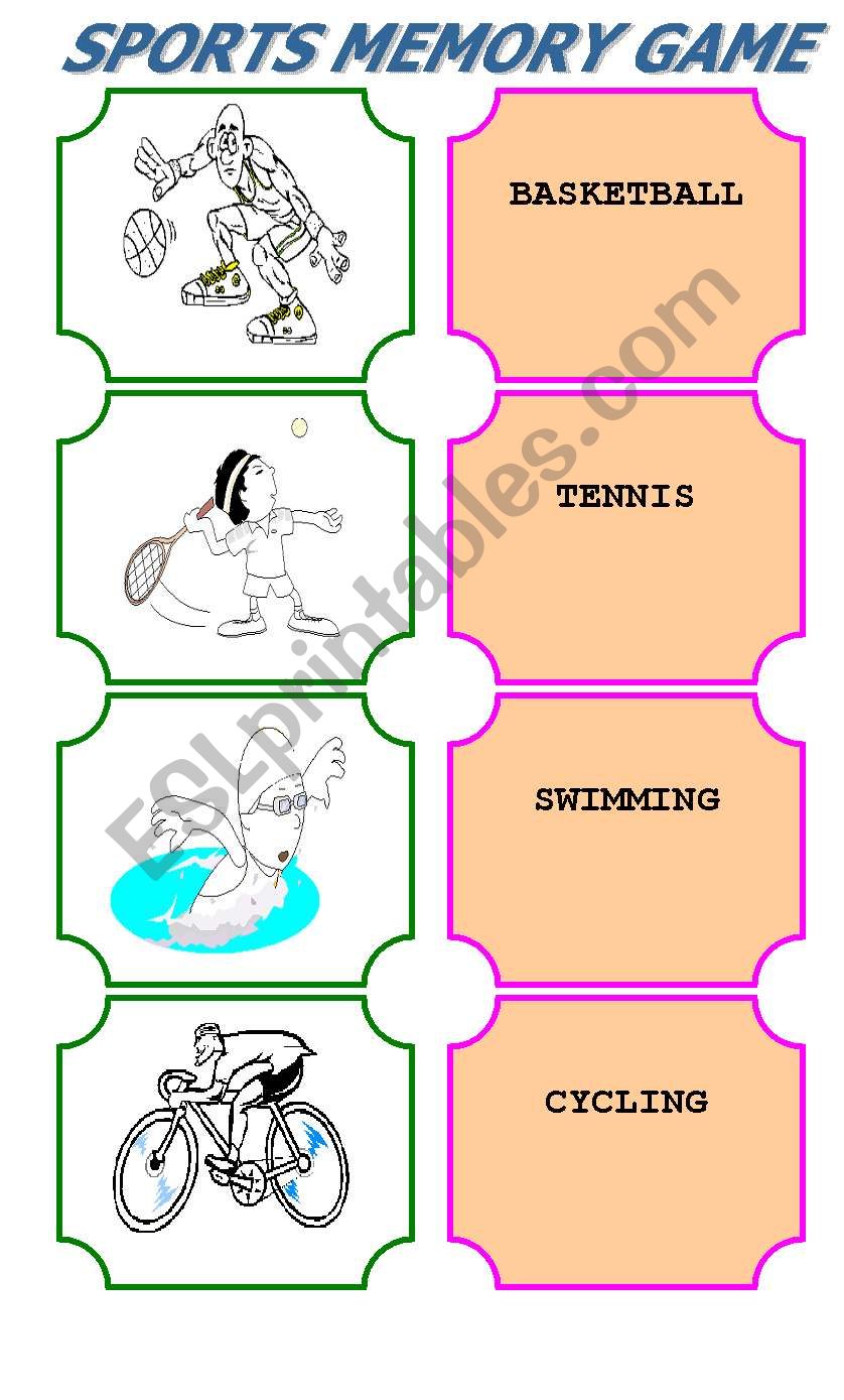 SPORTS MEMORY GAME worksheet