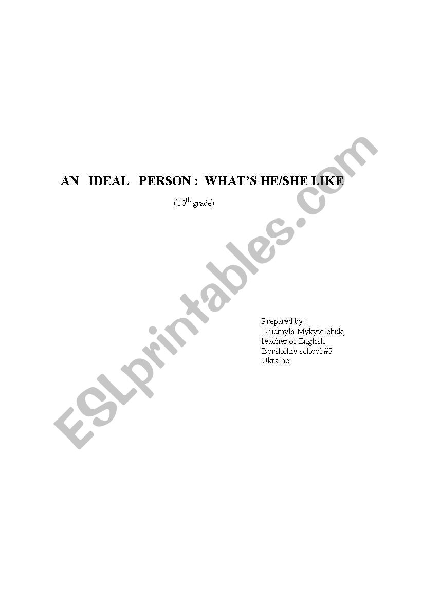 An ideal person worksheet