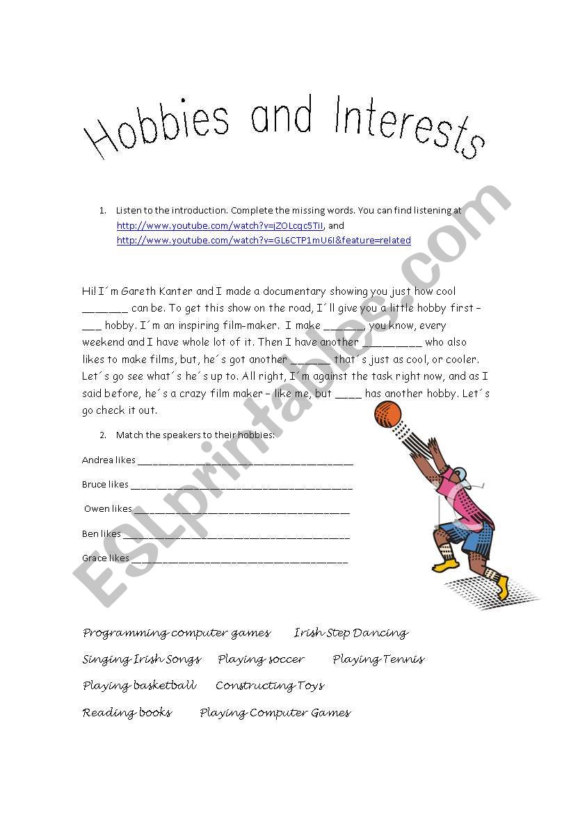 hobbies and free time worksheet