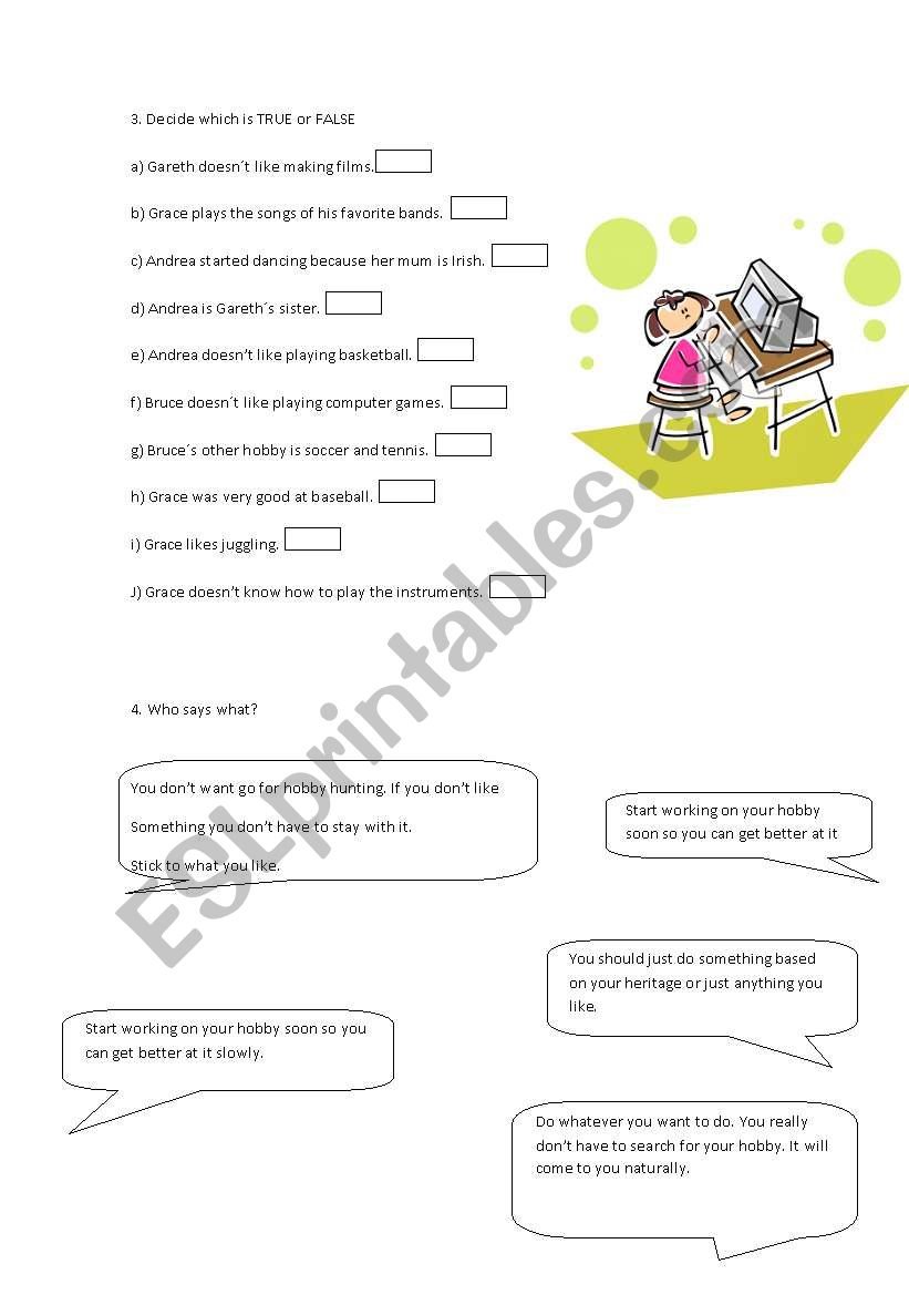hobbies and free time part2 worksheet