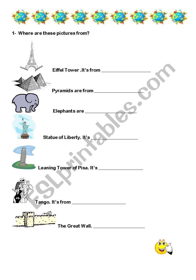 countries worksheet