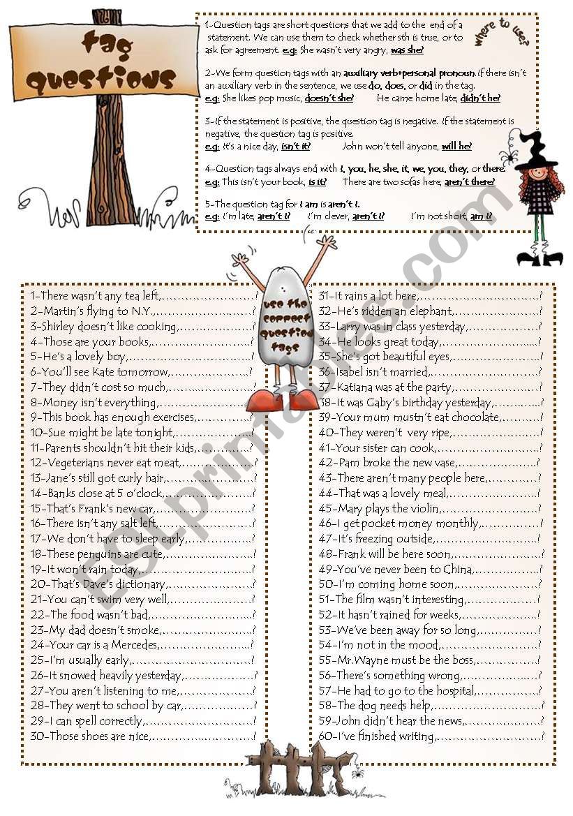 TAG QUESTIONS worksheet