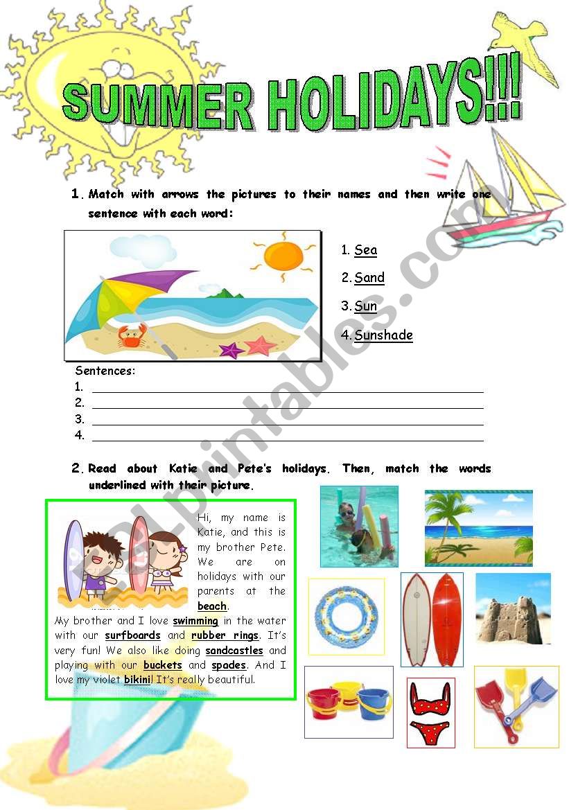 SUMMER HOLIDAYS worksheet